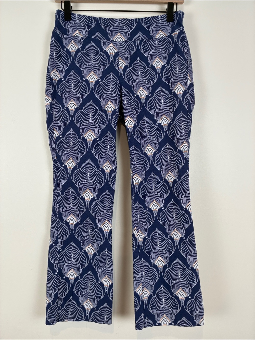 J. McLaughlin Women’s 6 Pull On Crop Pants Navy Printed Professional Art Deco